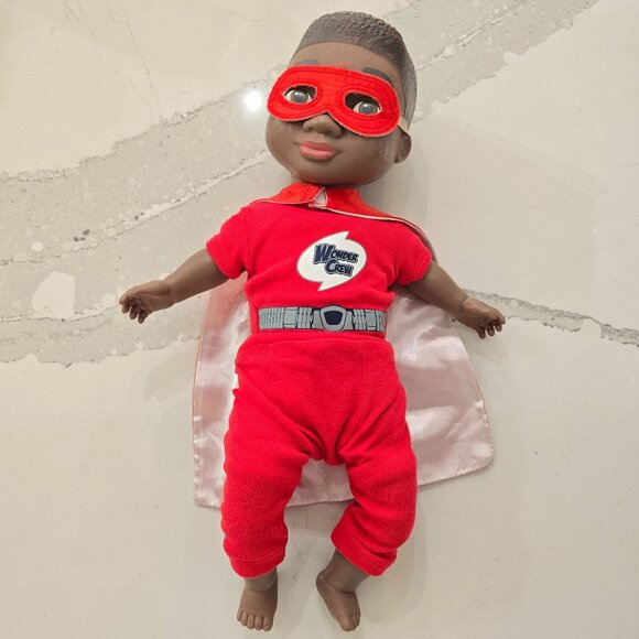 Wonder Crew Superhero Doll With Cape & Mask - Red Outfit - Picture 1 of 6